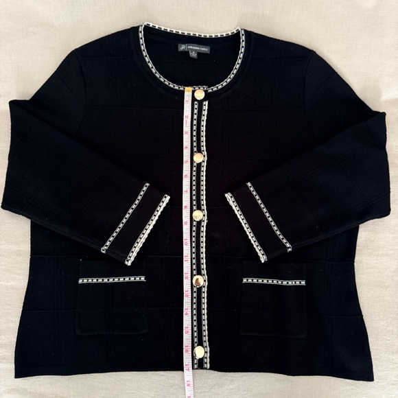 Adrianna Papell Sweaters - Adrianna Papell | Lady Jacket | Black with White Trim
